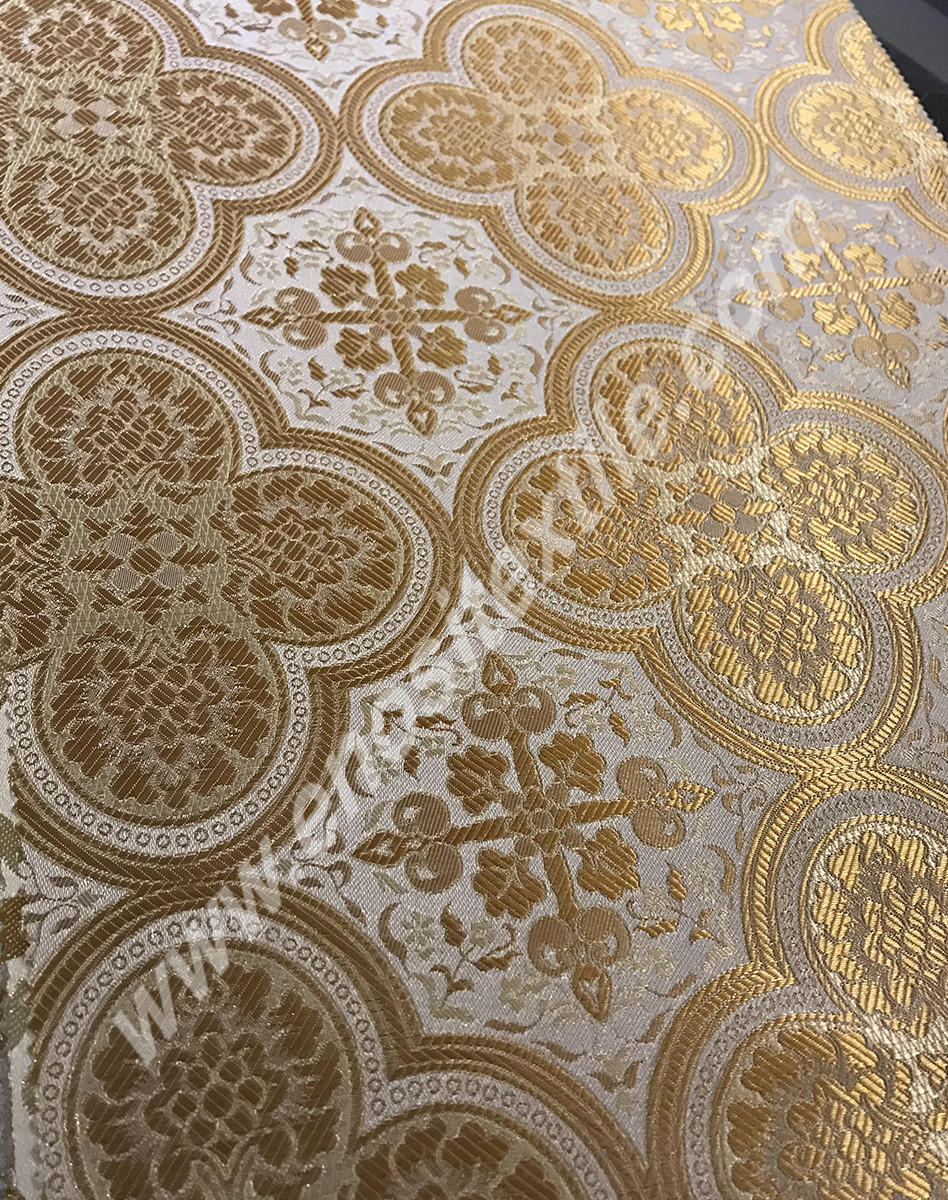 KL-013 White-Gold Brocade Fabrics